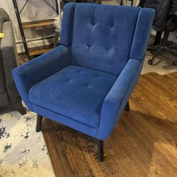 Tuffed Upholstered Wide Winback Armchair - Royal Blue