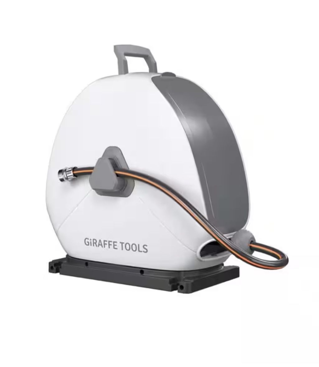 Ground Mounted Retractable Hose Reel 1/2 in. 82 ft. Light Grey