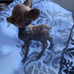Vintage Bambi Deer Fawn Figure Metal Bronze Bobble Head Nodder Japan Disney