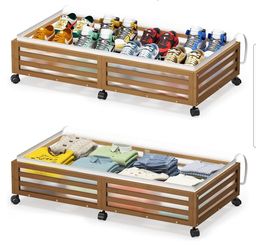 Under Bed Storage with Wheels-Large Bamboo