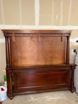 Queen Bedframe, Boxspring, 2 Nightstands