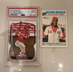 2023 Bowman Chrome Prospects Elly de La Cruz #BCP-65 (RC) PSA 8 & 2026 Elly Card