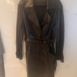 JONATHAN SIMKHAI Dress, Vegan Leather Long-Sleeve Wrap Dress