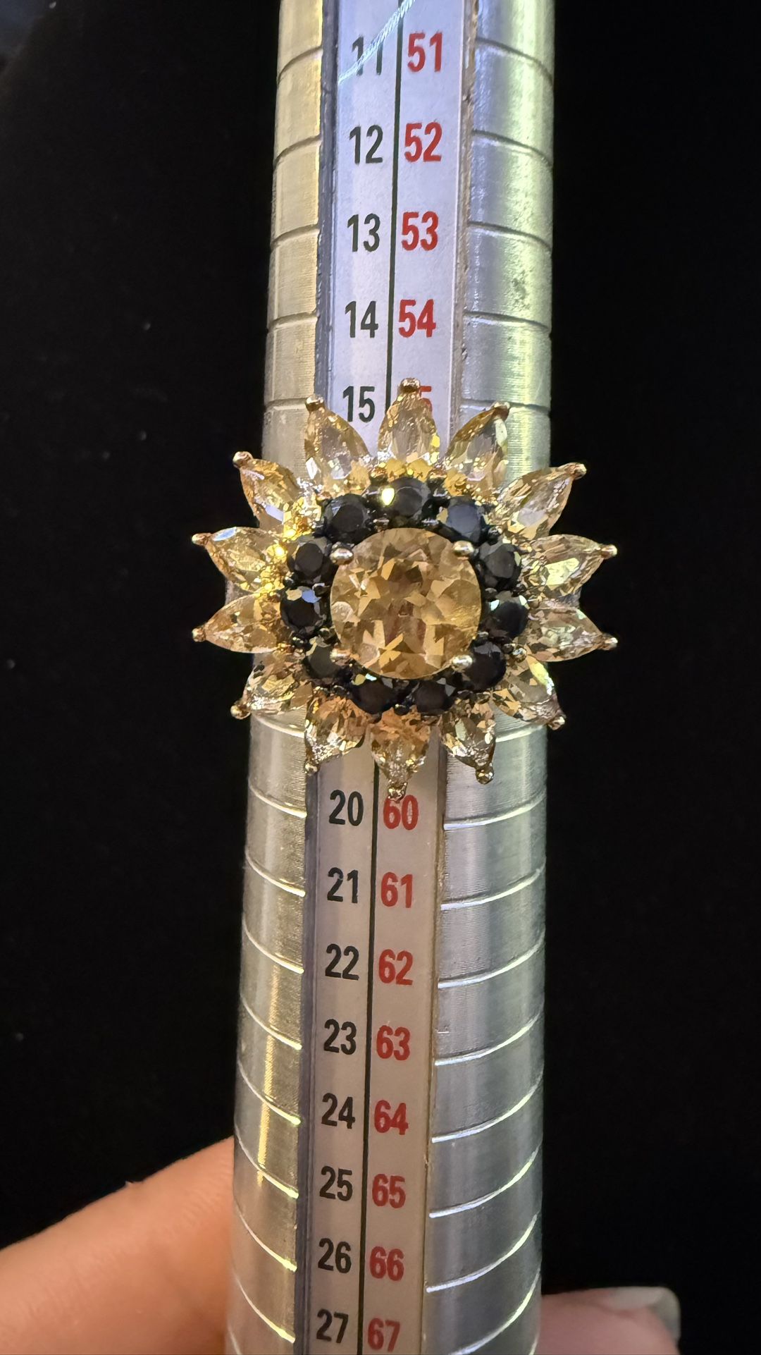 A Brilliant Yellow Brazilian Citrine Ring with Rhodium Over Sterling Silver Ring 4.27ctw Size 8