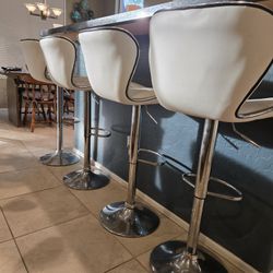Set of 4 Modern Shell Back Adjustable Swivel Bar Stools - Kitchen & Office Seating