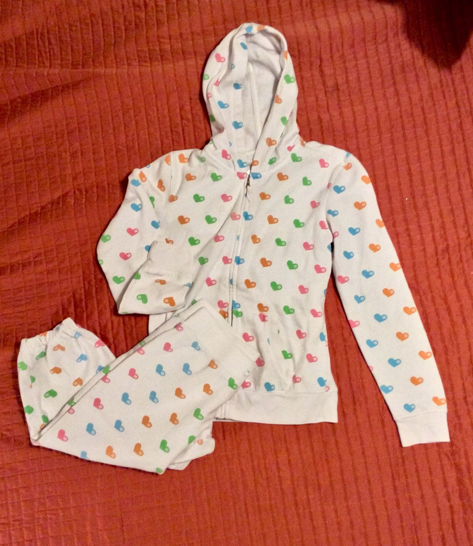 Aero Super Cute Heart Tracksuit Hoodie With Capri Sweatpants Size M