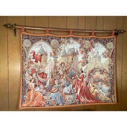 Marc Waymel “Romance at Camelot” c. 1990 French Wool Mechanical Tapestry 35”X50”