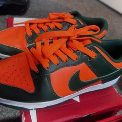 Size 8 Neon Orange A Dark Green  Nike Dunks 