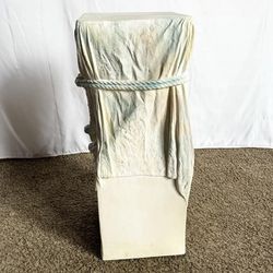 Postmodern Sculpted Plaster Green and White Pedestal - 12.5"W × 12.5"D