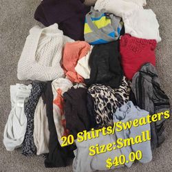 20 Shirts/Sweaters Size Small