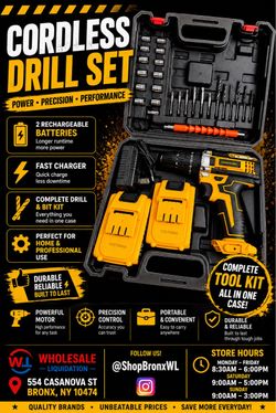 Cordless Drill Set with Case and Accessories