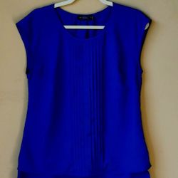 Cobalt Blue women's top Blouse tank top tee t shirt size M medium Sleeveless
