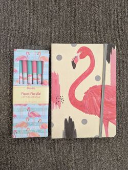 Studio Oh! Flamingo Journal Set of 2 - Hardcover Notebook and Pen set NIP