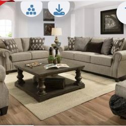 Beautiful 2 Pc Contemporary Sofa And Loveseat (New)