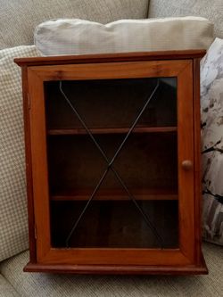 Vintage wood frame shadow box display cabinet