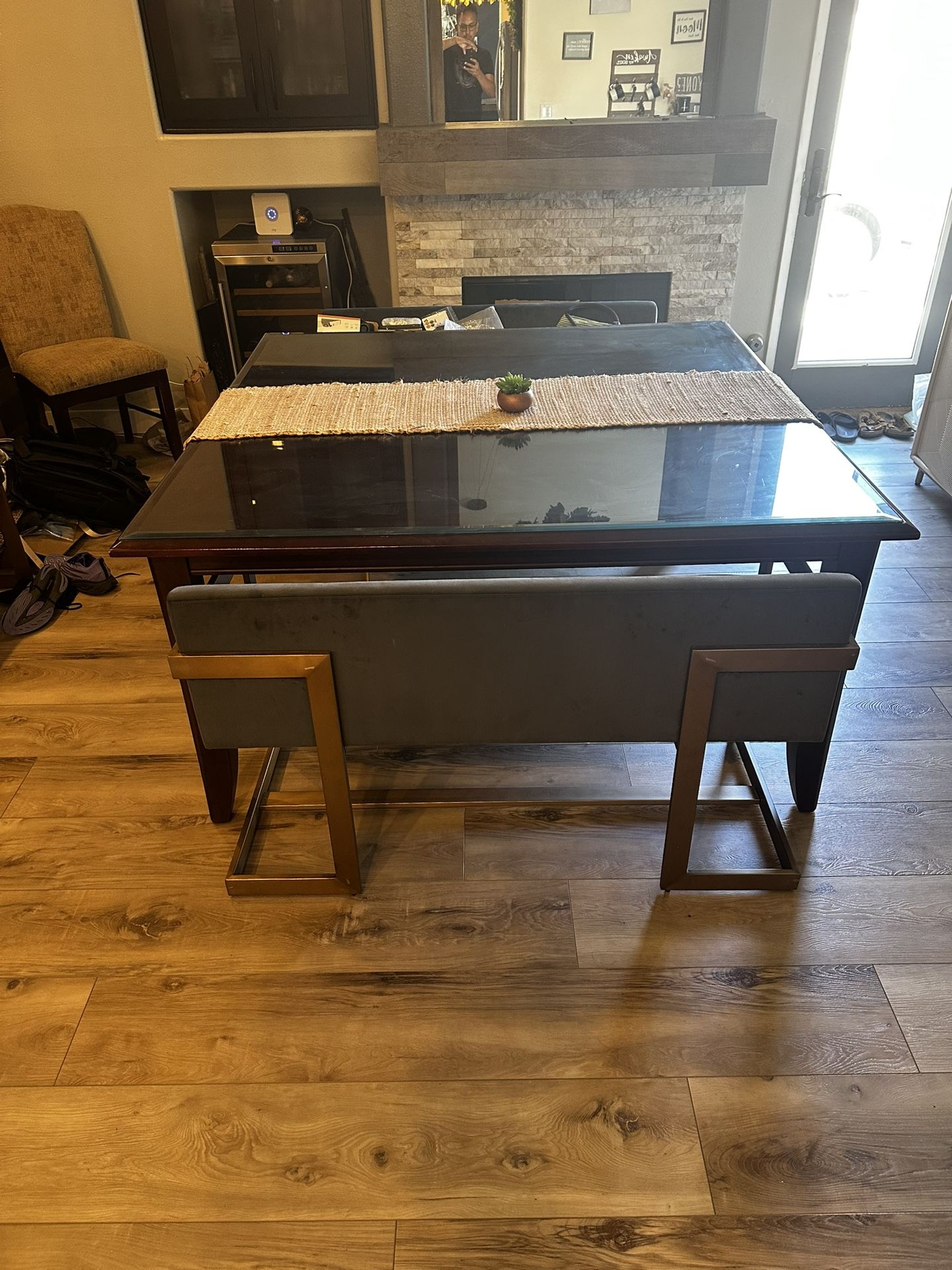 60 Inch Square Dining Table With Custom Protective Glass Top