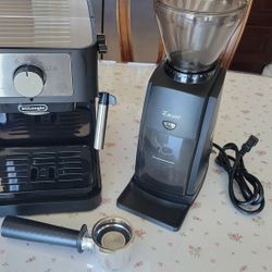 Espresso machine and grinder.