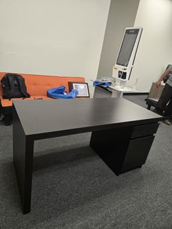 Ikea Black Office Desk with Storage Drawers