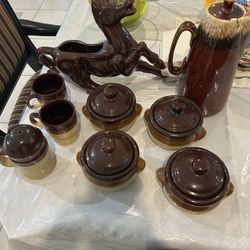 Brown Drip Glaze Pottery Set