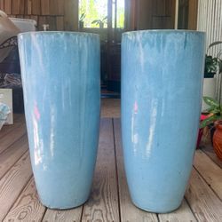 Moving Sale!! Discounted! Originally $1,200-2 Glazed Ceramic Planter Set
