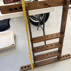 Pool Cue Rack, Bamboo Wall Mount Pool Sticks Holder, Holds 8 Cues and Full Set of Balls, Pool Table Accessories Organizer for Billiard Room or Club