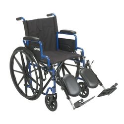 Drive Medical Blue Streak Wheelchair with Flip Back Desk Arms, Elevating Leg Rests, 20" Seat