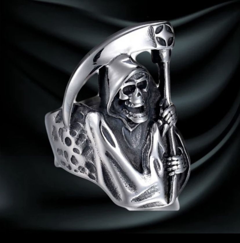 Biker Death Reaper Hip Hop Skull Halloween Ring 