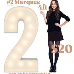 4FT Marquee Light Up Number Pre-Cut Frame Giant Marquee Numbers 2, Mosaic Numbers for Balloons, 30th 13th Birthday Decorations 2023 Graduation Decorat