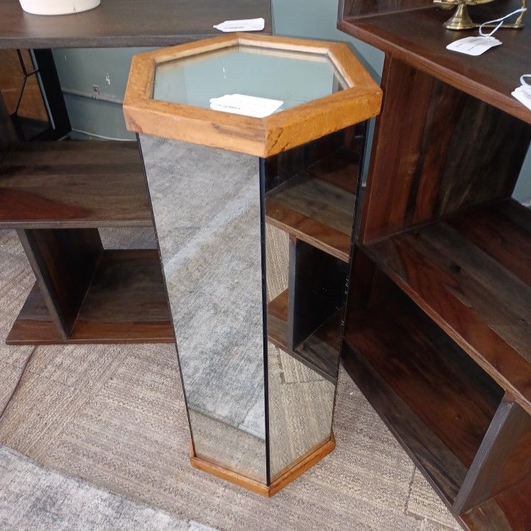 Hexagonal Mirrored Pedestal