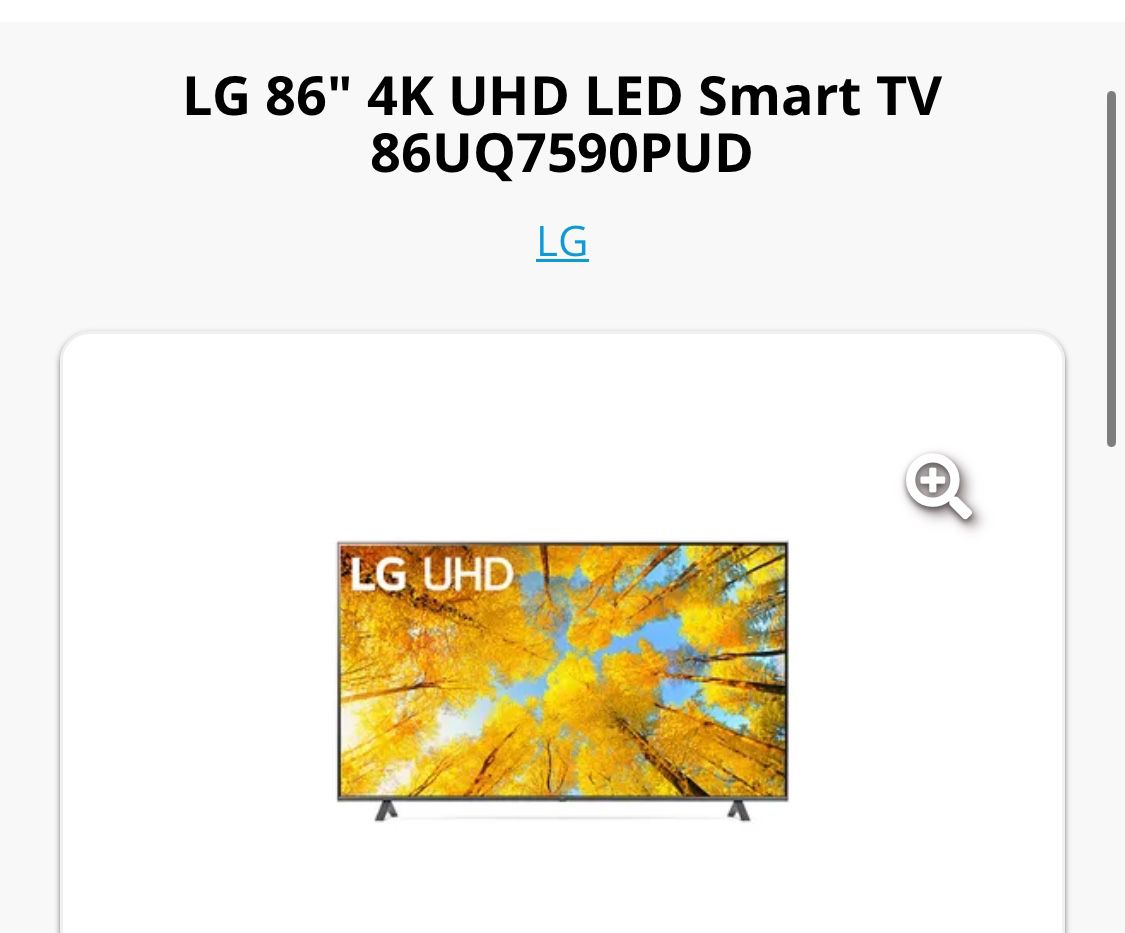 86 Inch LG Smart TV