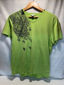 Calvin Klein Jeans Mens Graphic Tee Shirt Lime Green Size Large Bold Logo Casual