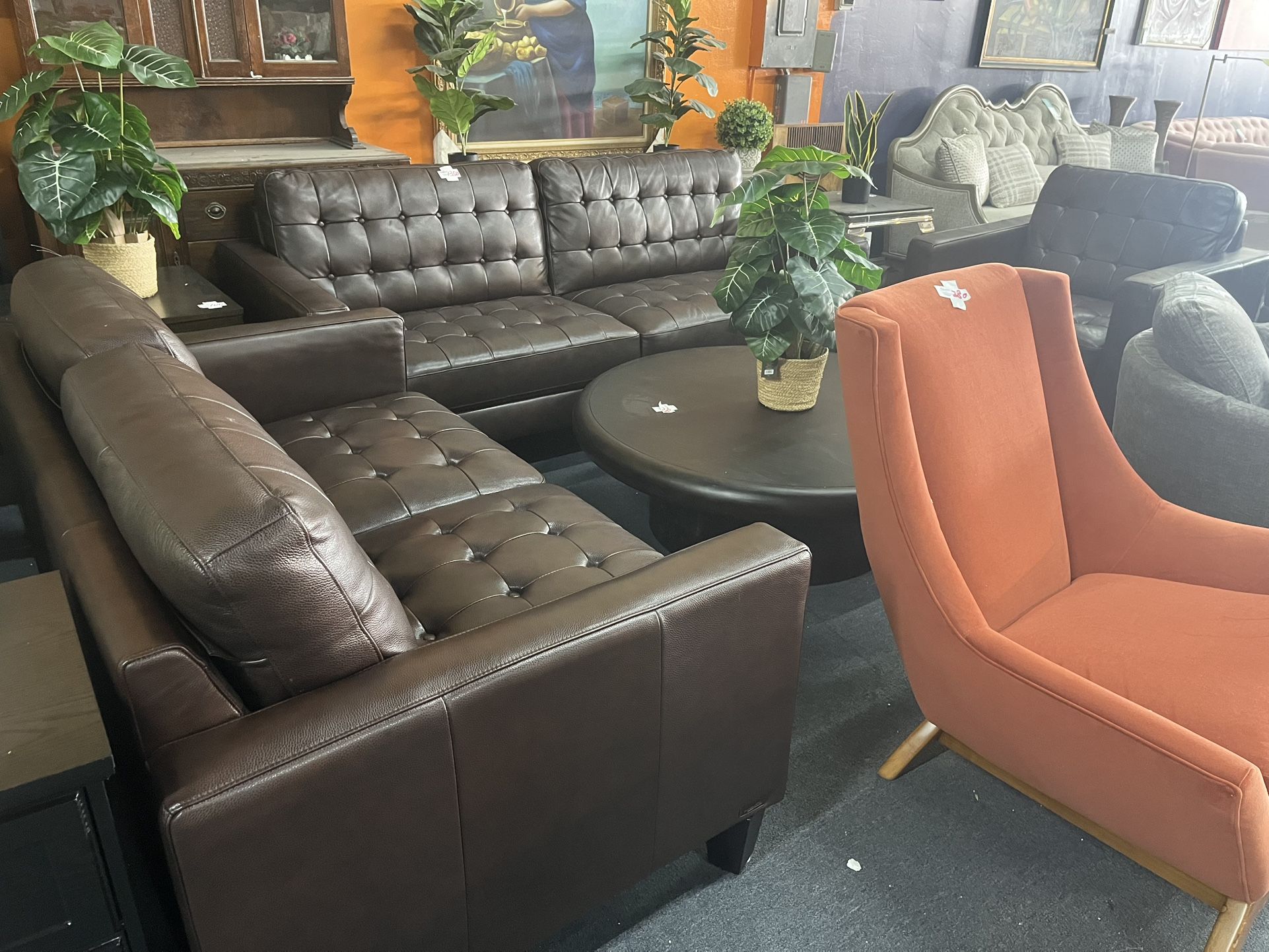 Real leather sofa three-piece set,$1350