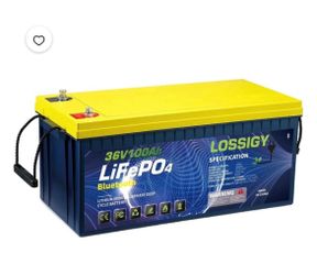 LOSSIGY Universal 36V Bluetooth LiFePO4 Battery, 36 Volt 100AH Deep Cycle Lithium Battery, Built in 100A BMS Peak Current 500A, 10 Yrs Lifespan