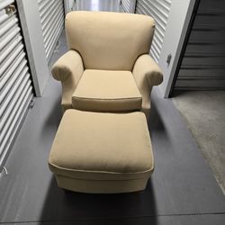 Yellow Chair With Ottoman 