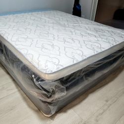 NEW QUEEN PILLOW-TOP MATTRESS AND BOX SPRING - 2PC
