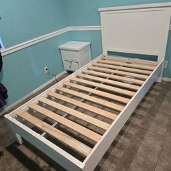 White Twin Bed And Nigh Stand