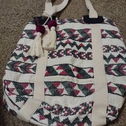 Large Tote Bag Boho Chic With Tassels - New