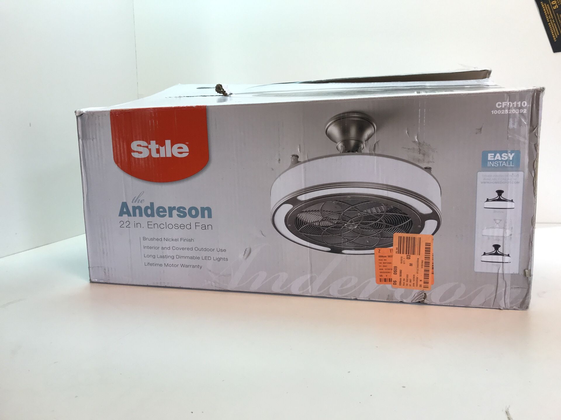 Stile Anderson 22 In Indoor Outdoor Brushed Nickel Ceiling Fan | Shelly ...