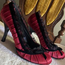 Red Satin Heels