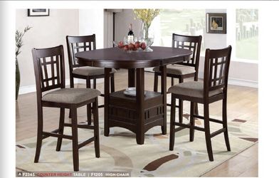 BEAUTIFUL 5 PCS COUNTER HEIGHT DINING TABLE WITH 4 HIGH CHAIRS NEW IN BOX