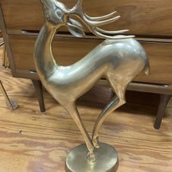 Vintage 24” Brass Reindeer Statue 