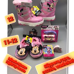 Minnie Mouse Light Up Snow/rain boots and bundle items