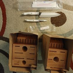 Cutco  (Pearl White Handles) And Blocks