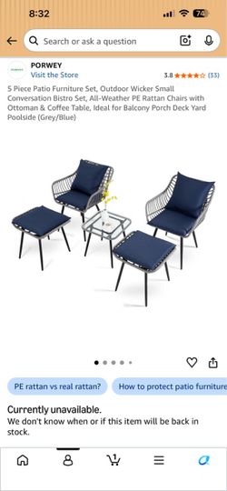 5 piece patio set - chairs, ottoman, coffee table