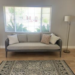 Crate & Barrel Rhys Leather Bench Seat Sofa