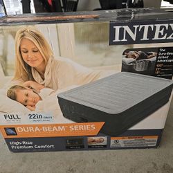 Intex 22” Full High Rise Premium Dura-Beam Airbed Mattress with Built-in Pump