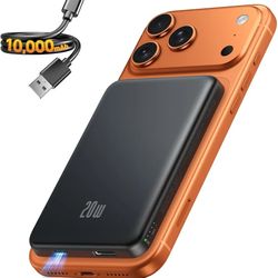 Portable Charger for Magsafe Power Bank - 10000mAh Magnetic Phone Charger, USB-C 22W PD Fast Charging, Slim Wireless Battery Pack for iPhone 17/16/15/