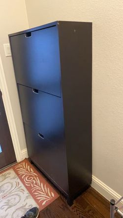 Slim 3-Drawer Shoe Storage Cabinet (Dark Brown/Black)