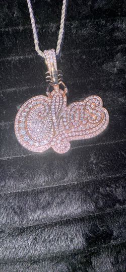 Custom 14K Gold "Chas" Iced-Out Pendant w/ scorpion Bail - Moissanite/Diamond Look