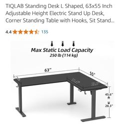 Electric L-Shaped Standing Desk Black *Still In Box*
